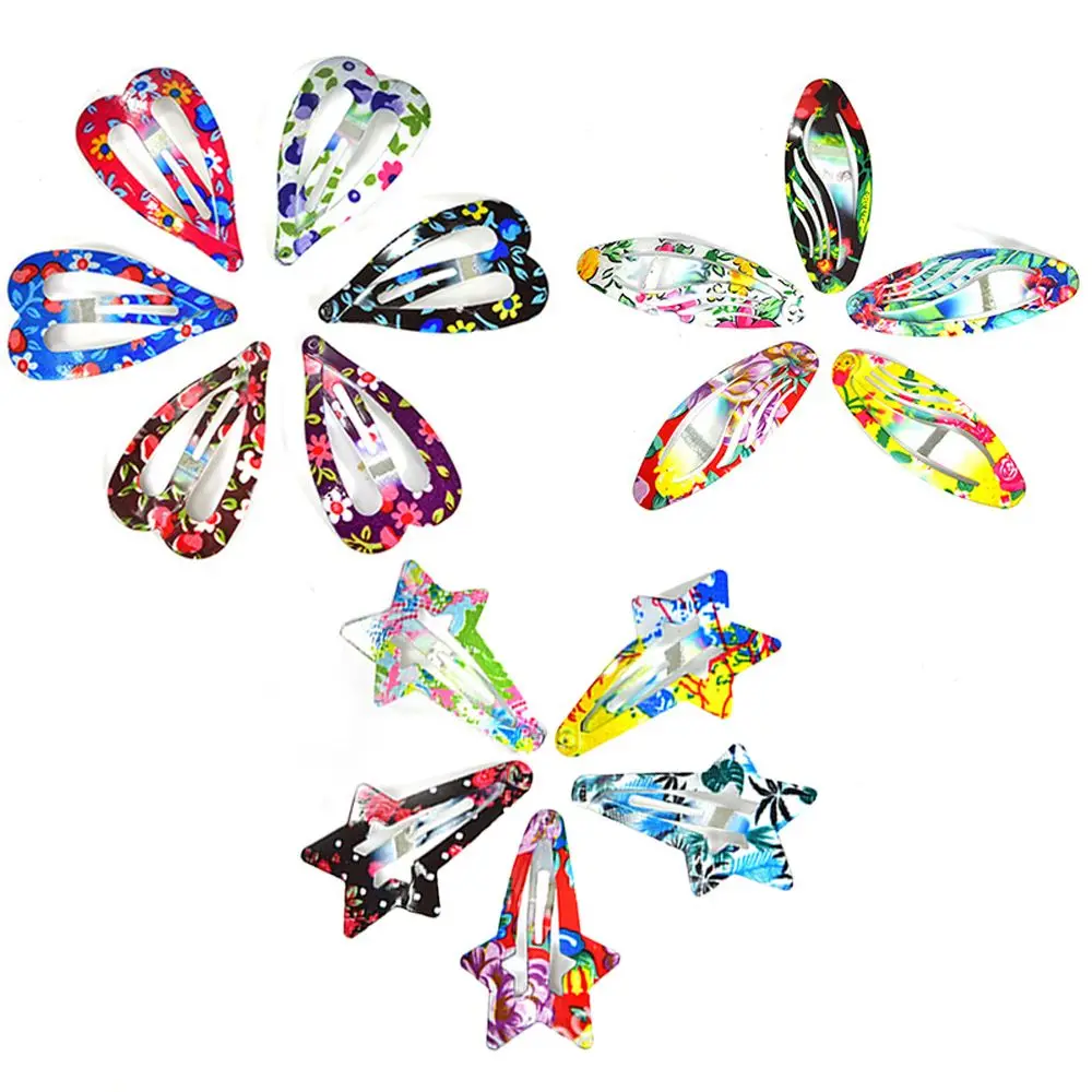 

10/12pcs/lot Printing/Geometric Barrettes Cute Girls Hair Clips Colorful Kids Hairgrips Hairpins Headwear Accessories