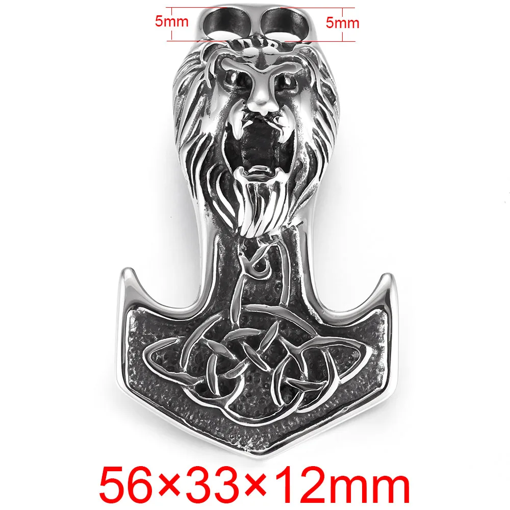 Lion Нержавеющая сталь Viking Thor's Hammer крючки изогнутые с двойным отверстием 6 мм для изготовления браслетов ювелирных изделий фурнитура для самостоятельного изготовления аксессуаров - Цвет: Lion