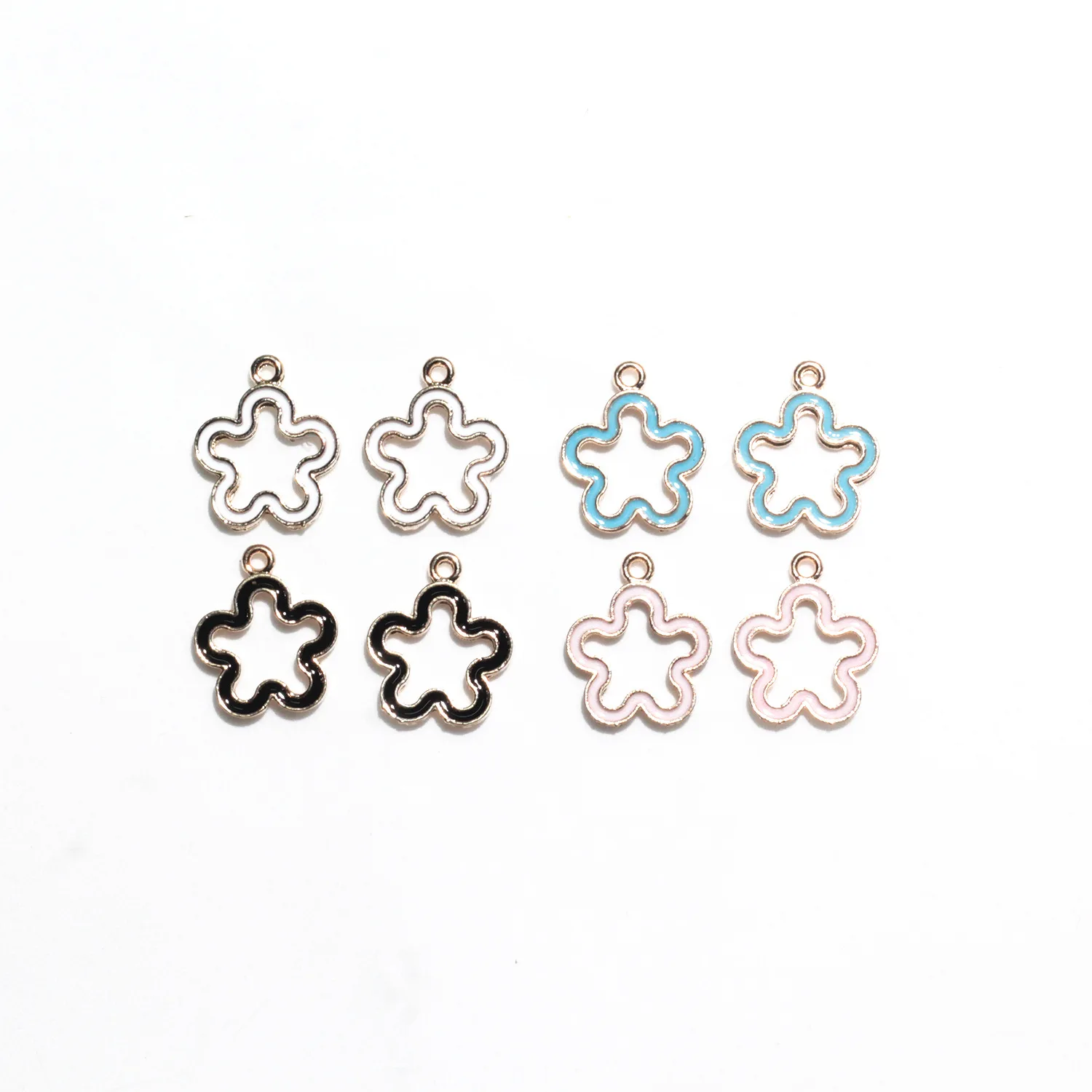 

10pcs Enamel Hollow Enamel Flower Pendant Flowers Charms Fit Brands Necklace Bracelet Jewelry for Women Dropshipping