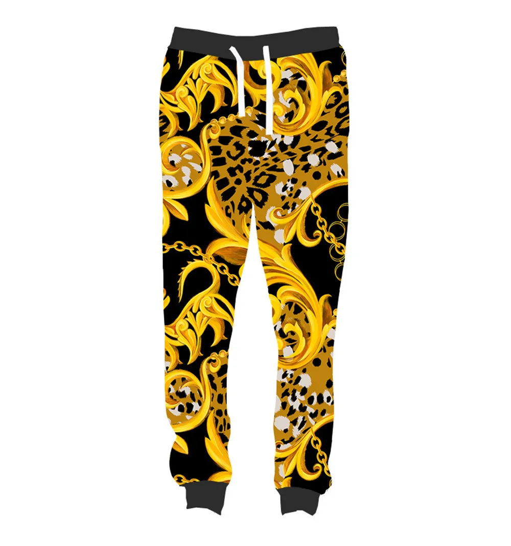 

Оригинальные американские штаны для бега с леопардовым и золотым принтом