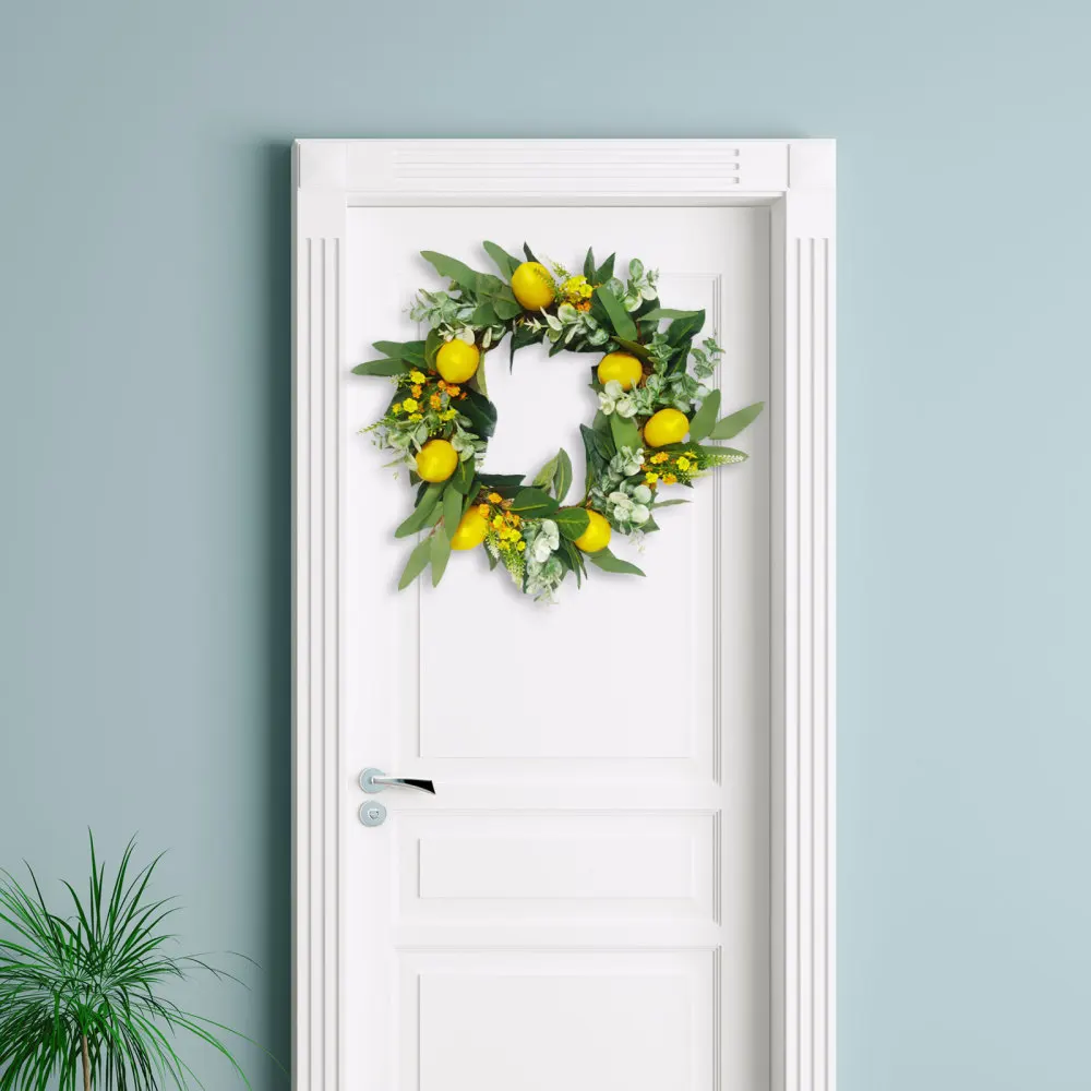 Искусственный весенний фруктовый венок гирлянда сушеные цветы 42 см и зеленые