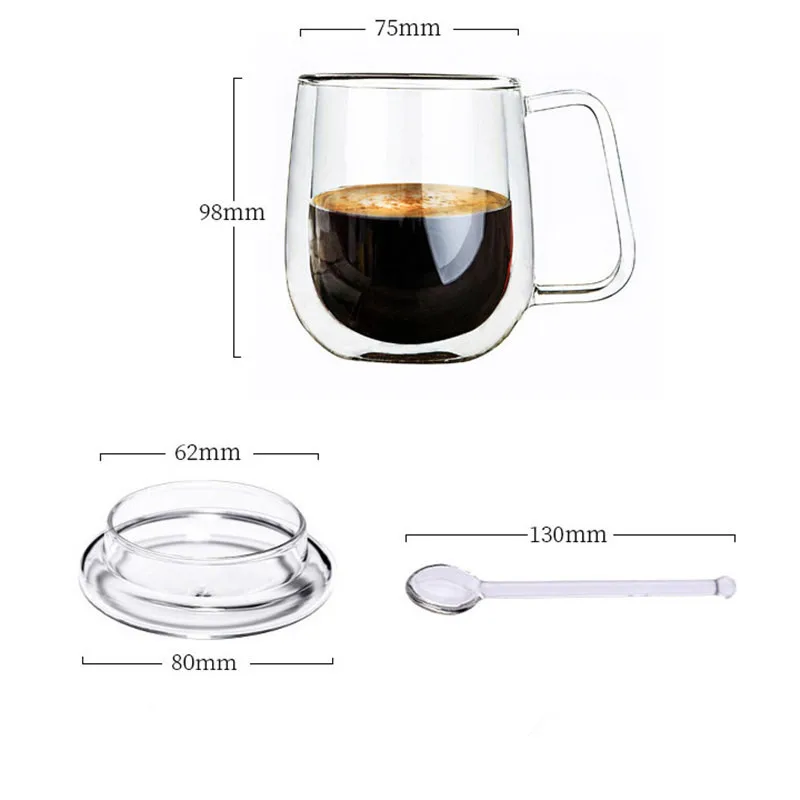 250 мл стеклянные кофейные кружки с двойными стенками Термокружка набор ручкой