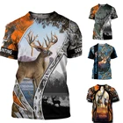 Футболка для мужчин и женщин, повседневная камуфляжная рубашка с 3D рисунком оленя, лося, модная уличная одежда, лето