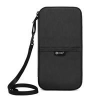 poso lightweight travel wallet rfid blocking portable passport holder mens document organizer bag with shoulder strap