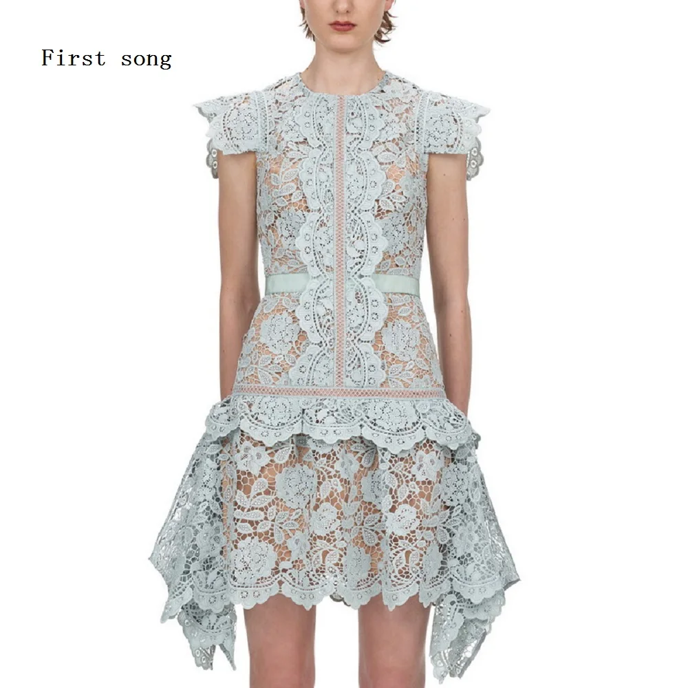 Узкие французский полый кружевной сексуальный платье 2020New летнее с О образным