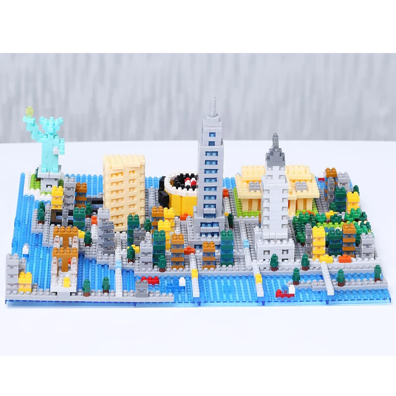 HC 8005 архитектура Нью Йорк Статуя Свободы 3D модель DIY Мини Алмазные блоки кирпичи