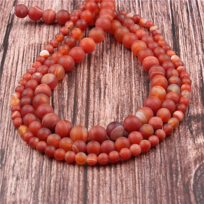 

NaturalFrosted Red Stripes StoneBeads,RoundBeadsLooseBeadsForMakingJewelryDIYBraceletNecklace4/6/8/10/12/mm