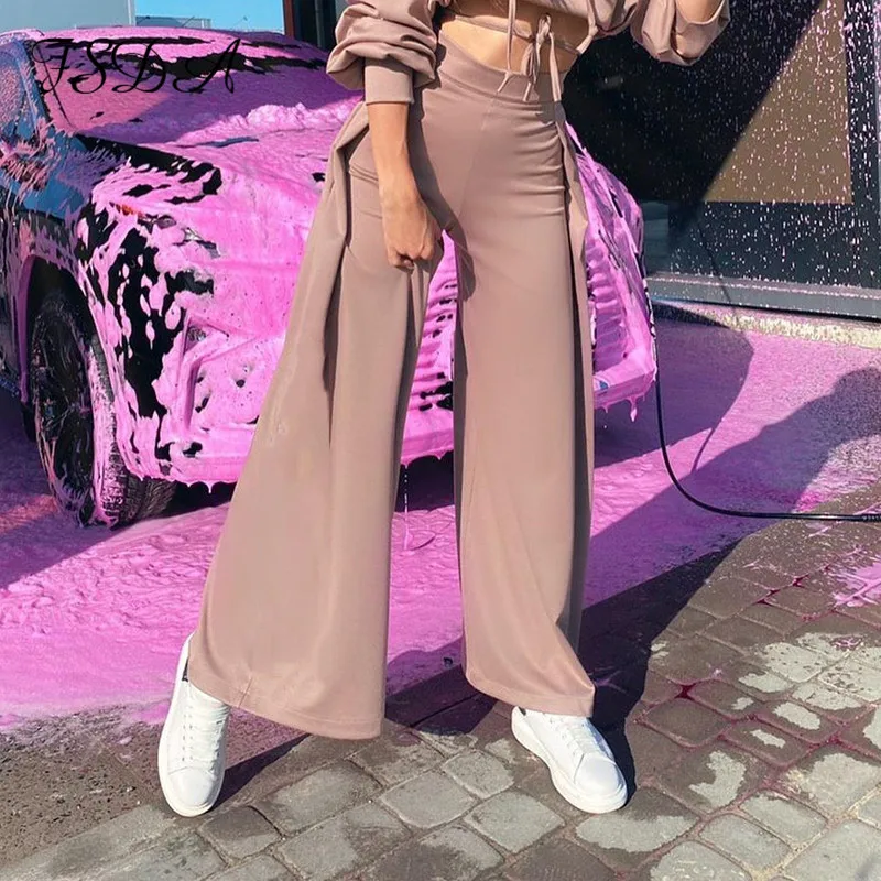 FSDA 2020 осенние штаны с высокой талией широкие черные спортивные красные