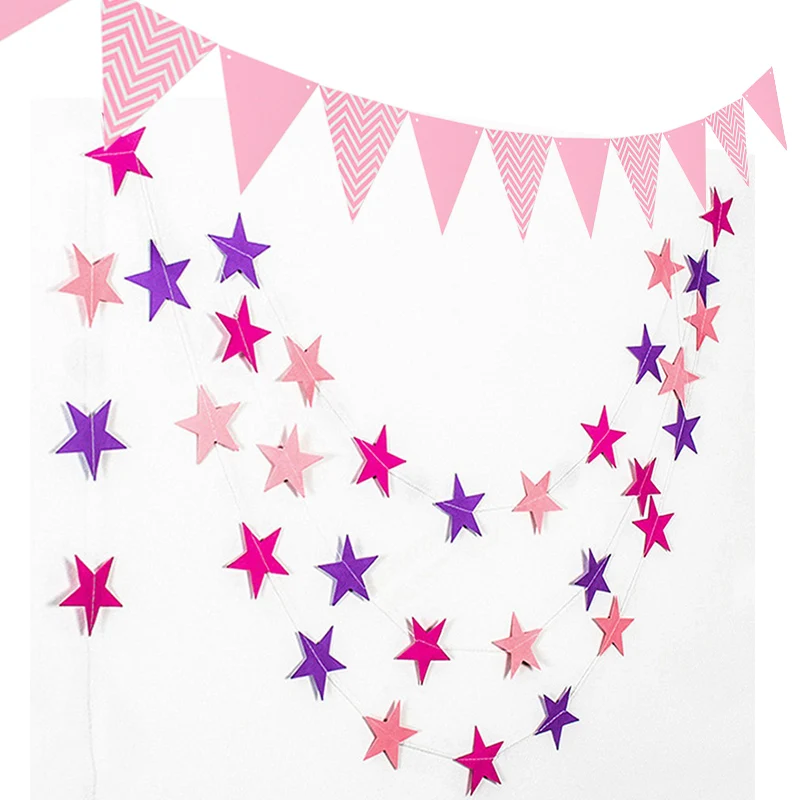 Синий Яркий бумажный Звездный баннер для вечеринки в честь Дня Рождения