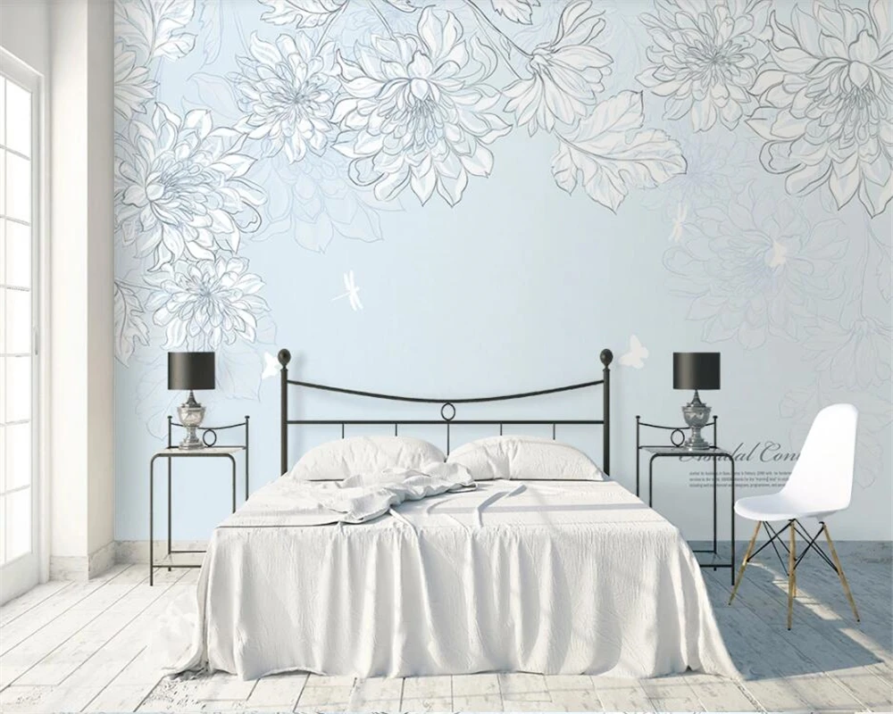 Настенная роспись beibehang скандинавские абстрактные цветы цветок ротанговый диван