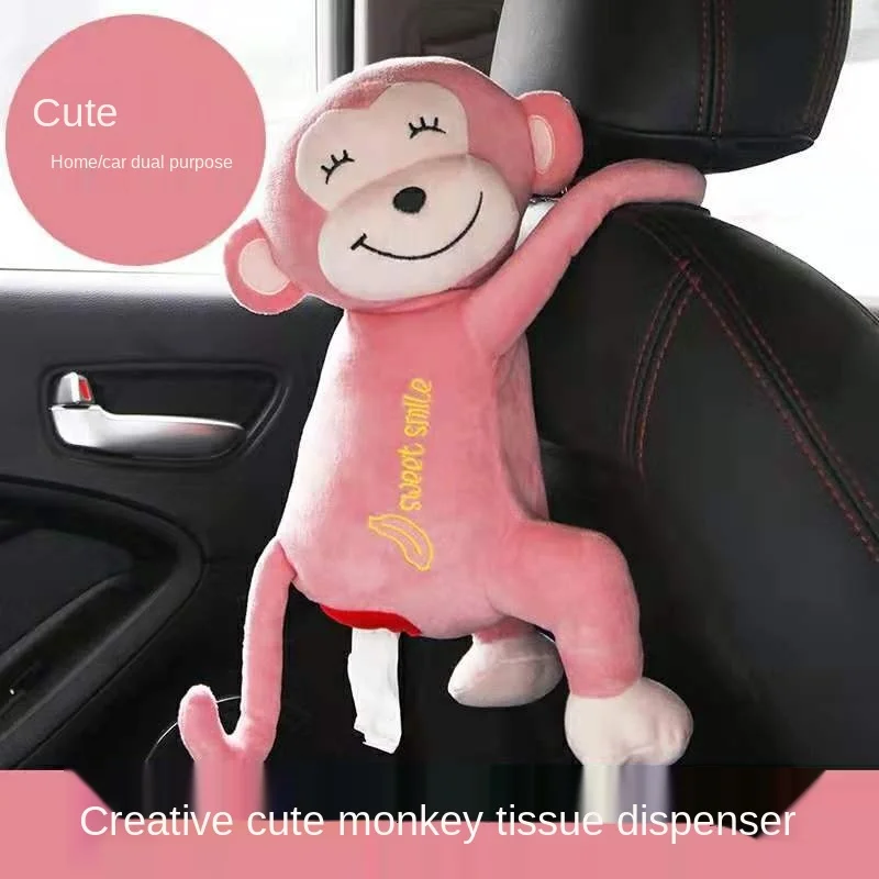 

Car Supplies Tissue Box Cartoon Cute Monkey Armrest Box Drawer Car Seat Backrest Trailer Creative Interior