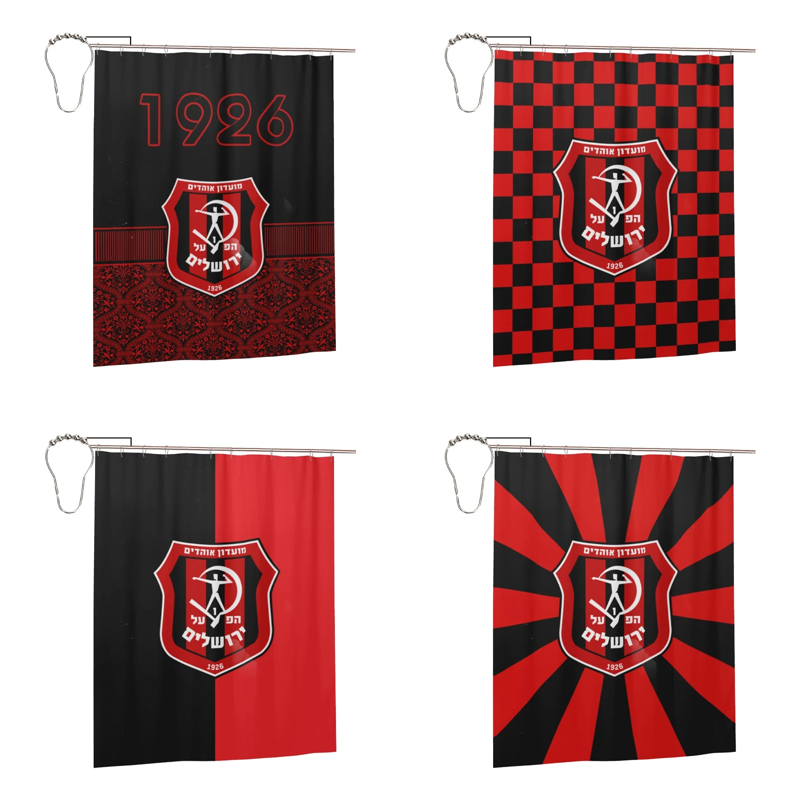 

Israel Hapoel Jerusalem Fc Shower Curtain for Bathroom Bathtub Fabric Curtains Decoration Waterproof Durable with Hooks