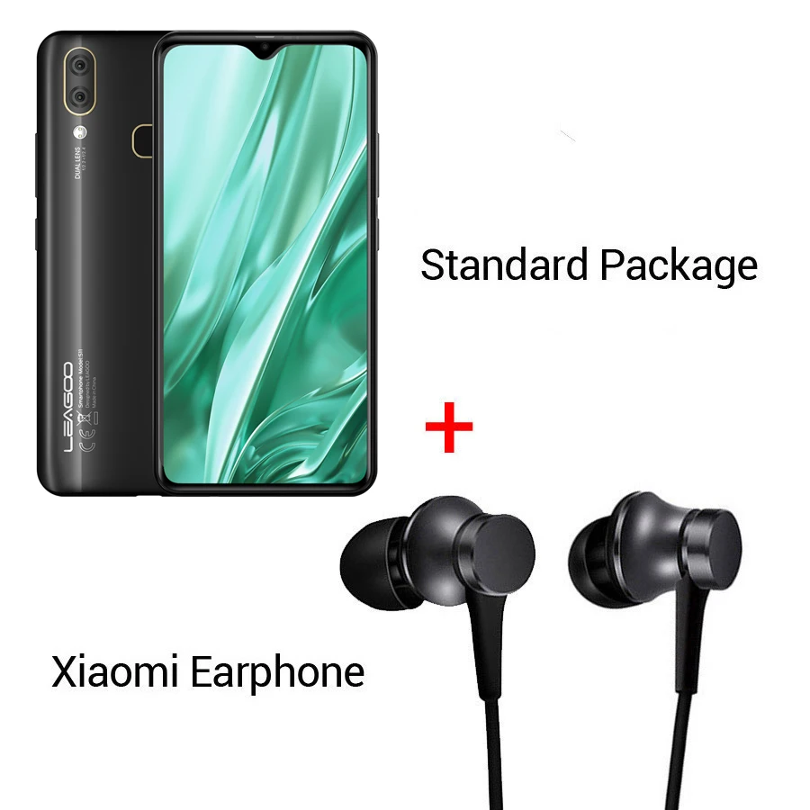 Black N Earphone LEAGOO S11, 4 ГБ, 64 ГБ, Android 9,0, 6,3 дюйма, дисплей в виде капли воды, смартфон Helio P22, четыре ядра, 13 МП, двойная камера, отпечаток пальца, мобильный телефон - Цвет: Black N Earphone