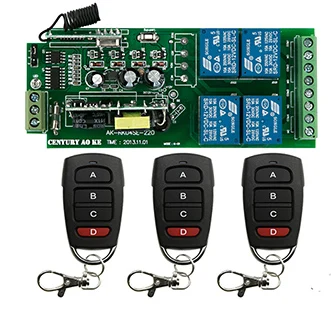 Фото AC85V-250V 10A реле 4CH 4CH беспроводной радиочастотный пульт дистанционного управления переключатель света 10A релейный выход модуль радиоприемника + передатчик №3