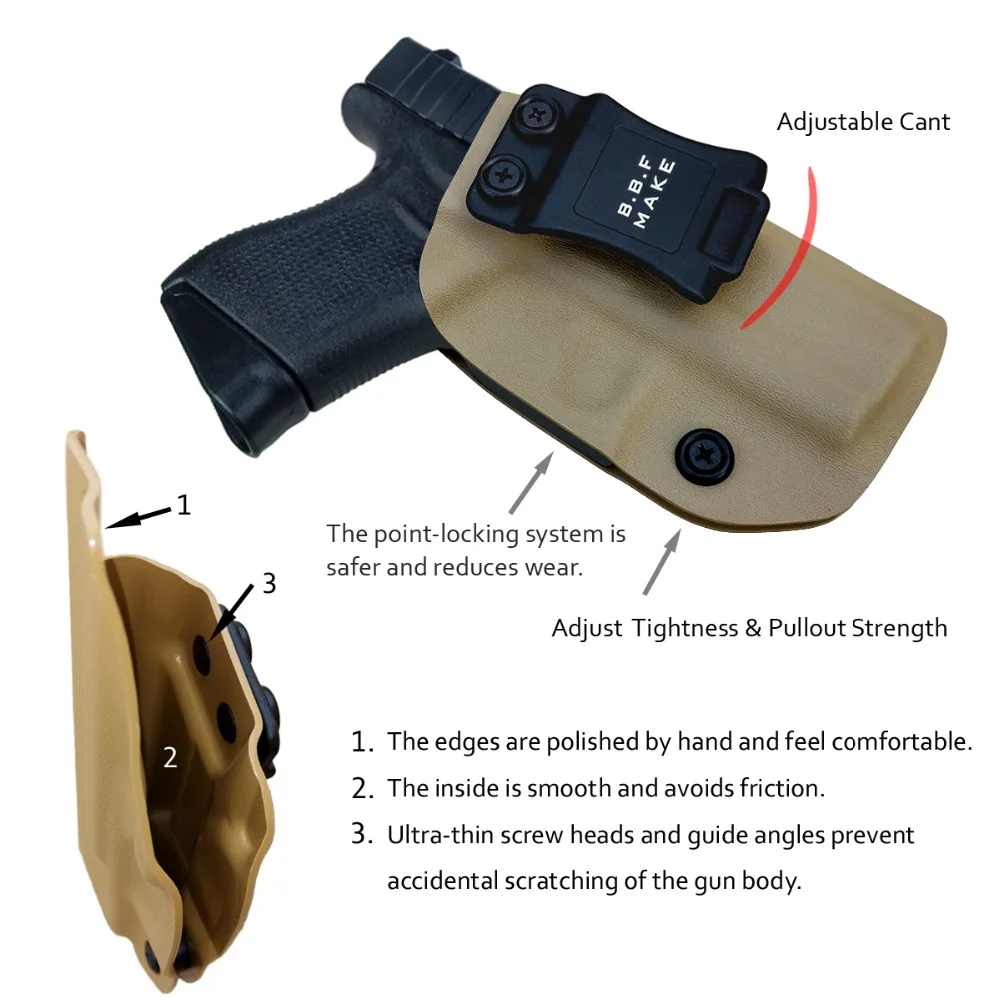 BBF Make IWB Тактический KYDEX пистолет кобура Glock 19 17 25 26 27 28 43 22 23 31 32 Внутри Скрытого Ношения кейс для пистолета аксессуары