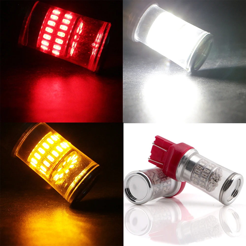 10 шт. DC 12 В 3014 48 SMD с крышкой Белый Красный Янтарный 7440 7443 T20 Базовая Светодиодная