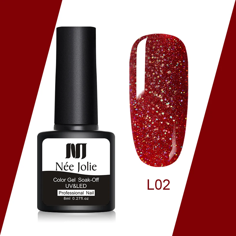 L02 Набор гель-лаков NEE JOLIE UV Vernis полуперманентный праймер верхнее покрытие 8 мл Гель-лак для ногтей маникюр Гель-лаки для ногтей - Цвет: L02