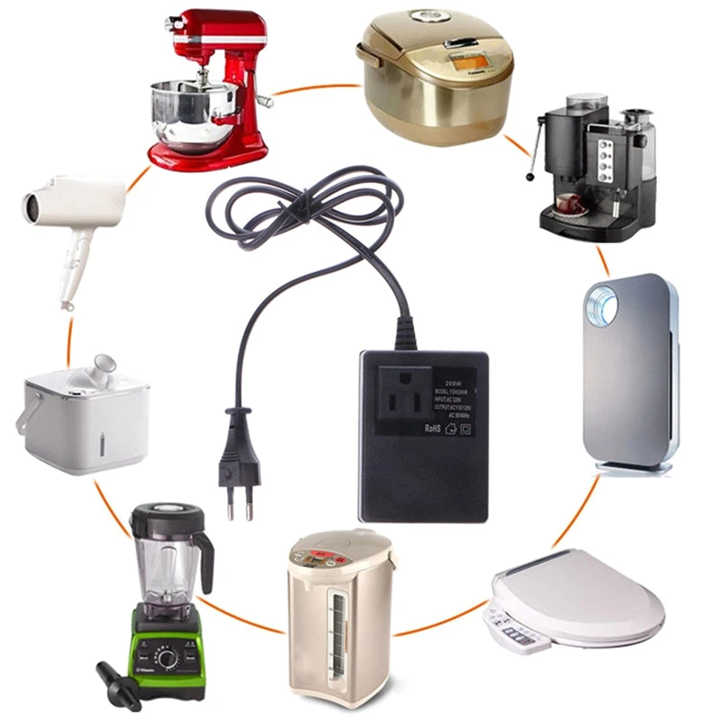 Преобразователь напряжения 200 Вт 220 В до 110 понижающий преобразователь вилка