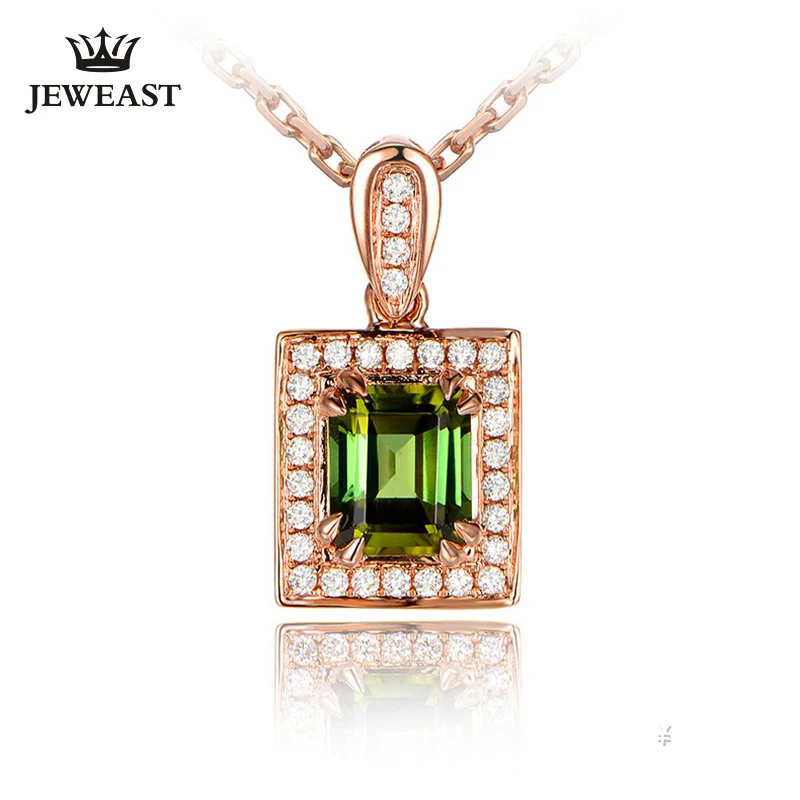 ML Природный зеленый турмалин 18 К кулон из чистого золота настоящий AU 750 цельное