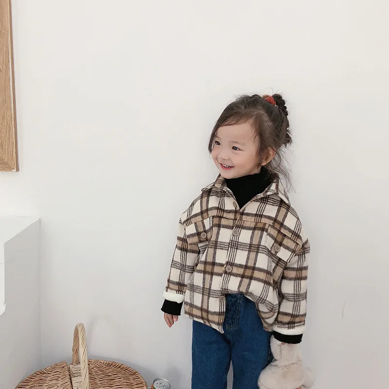 Детская Повседневная бархатная блузка с длинным рукавом теплая утолщенная