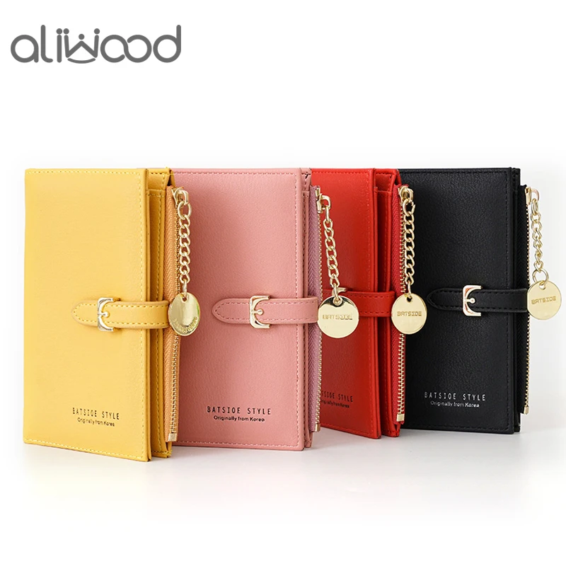 Брендовый женский кошелек aliwood модный простой на молнии с цепочкой и пряжкой для
