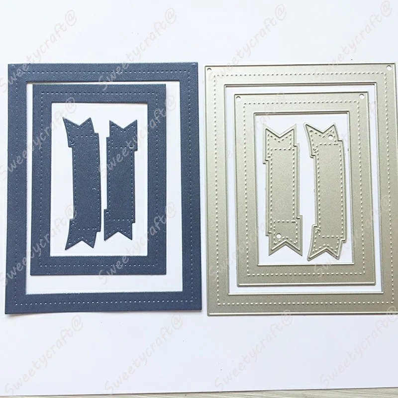 

Rectangle Frame Stamps Die Scrapbooking Stitch Metal Cutting Dies New Die Cut Craft Stencil Embossing Background Card Making