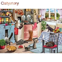 gatyztory 60x75cm diy painting by numbers handpainted oil painting adult child cat animals picture colouring home decor gift