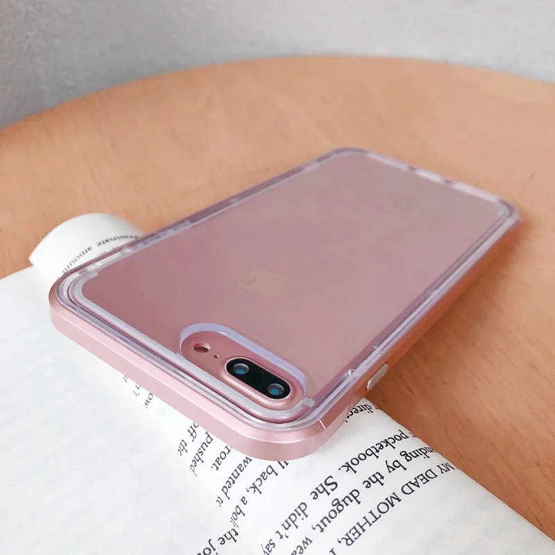 

Dual Layer Candy Bumper Transparent Phone Case for iPhone 13 11 12 Pro X XS Max 7 8 Plus SE 2020 XR Shockproof Soft Back Cover