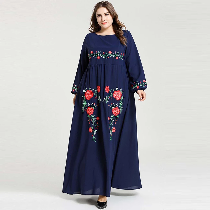 Мусульманское женское мусульманское турецкое модное вышитое платье большого