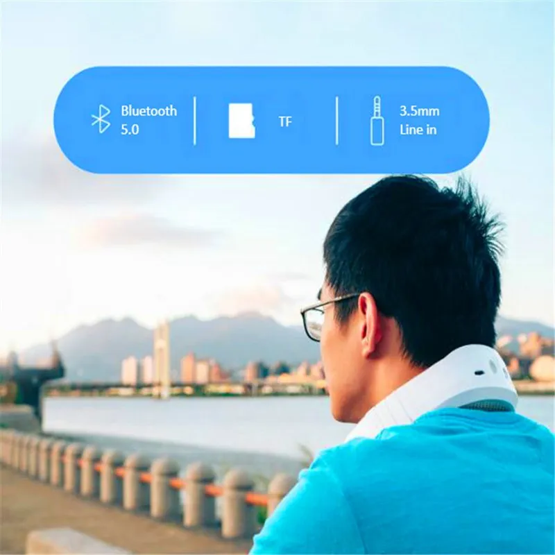 2 в 1 шейный кулер и Bluetooth динамик Электрический вентилятор музыкальный центр