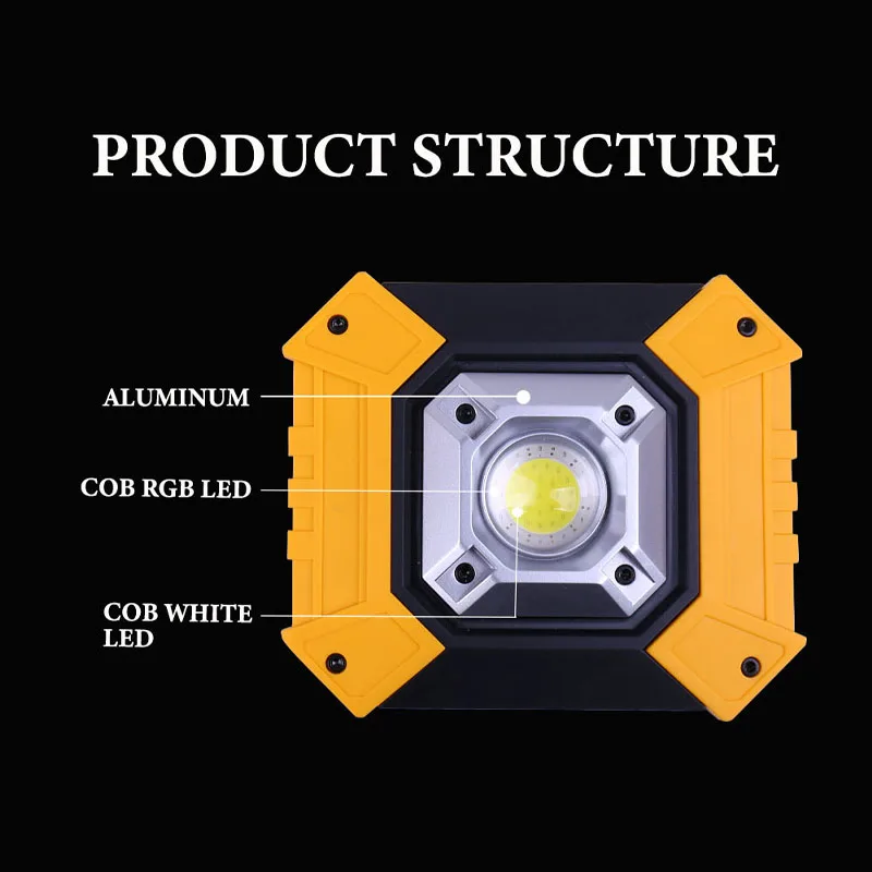 RGB Led Work Light Portable Spotlight 18650 Battery Outdoor For Hunting Camping Latern Flashlight | Автомобили и мотоциклы