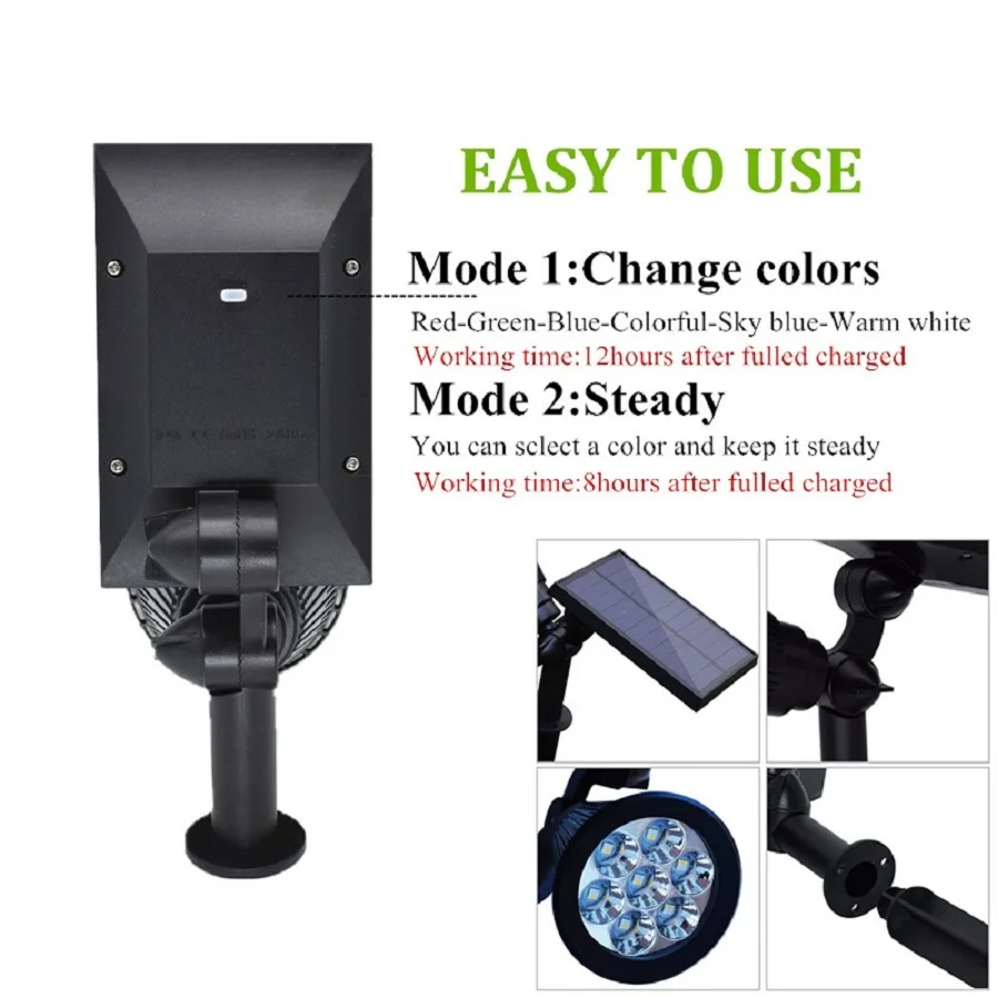 Ousam светодиодный садовый светильник на солнечной батарее прожектор