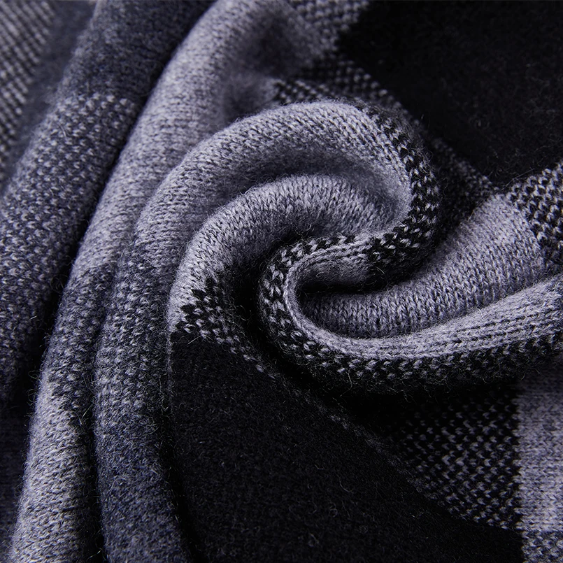 Men Winter Scarf Square Plaid Black Gray Wool Scarf Men Warm Cashmere Fashion High-quality Scarf Husband Gift Middle-aged Scarfs
