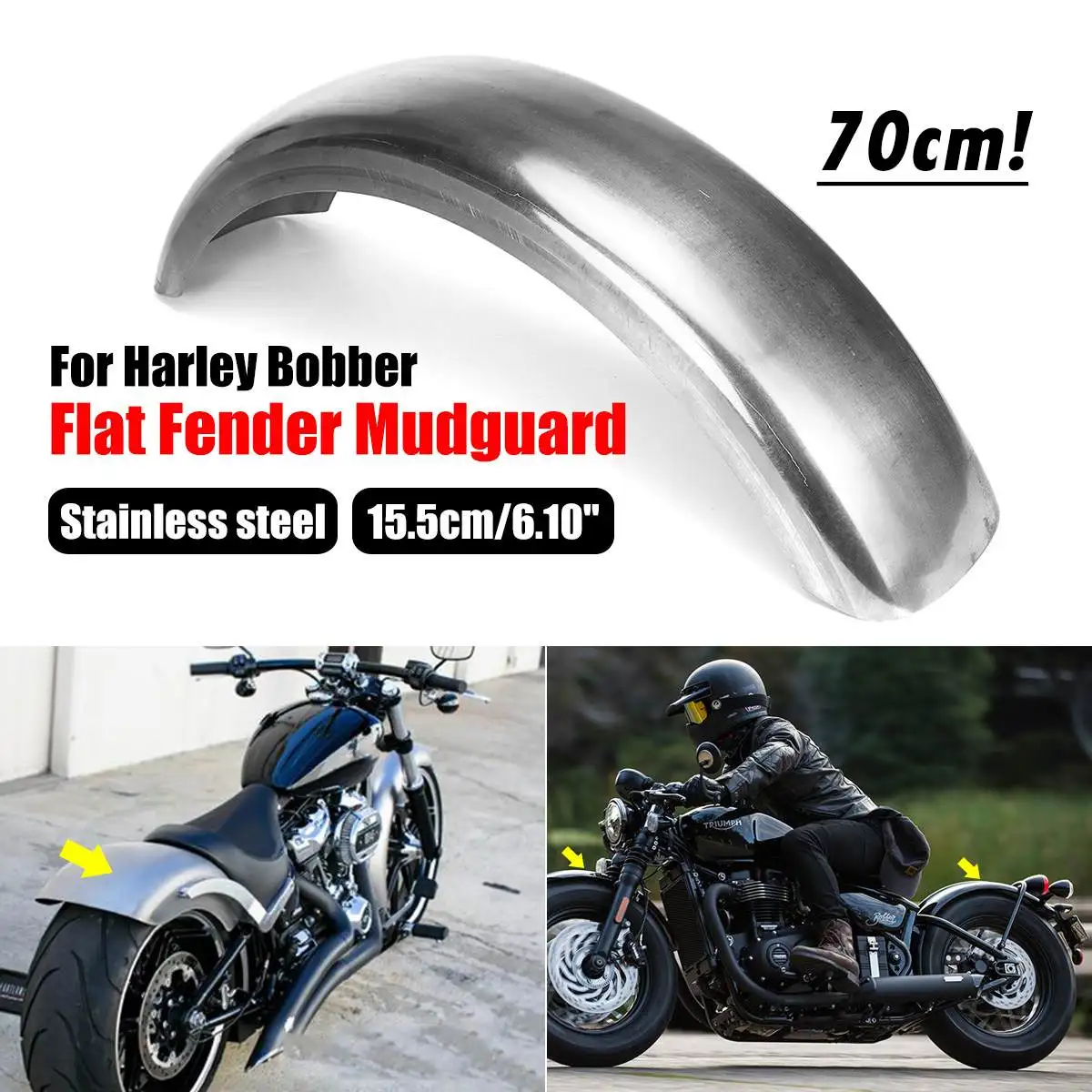70 см плоский мотоцикл крыло-брызговик из нержавеющей стали для Harley поплавок также Универсальный-подходит для других мотоциклов