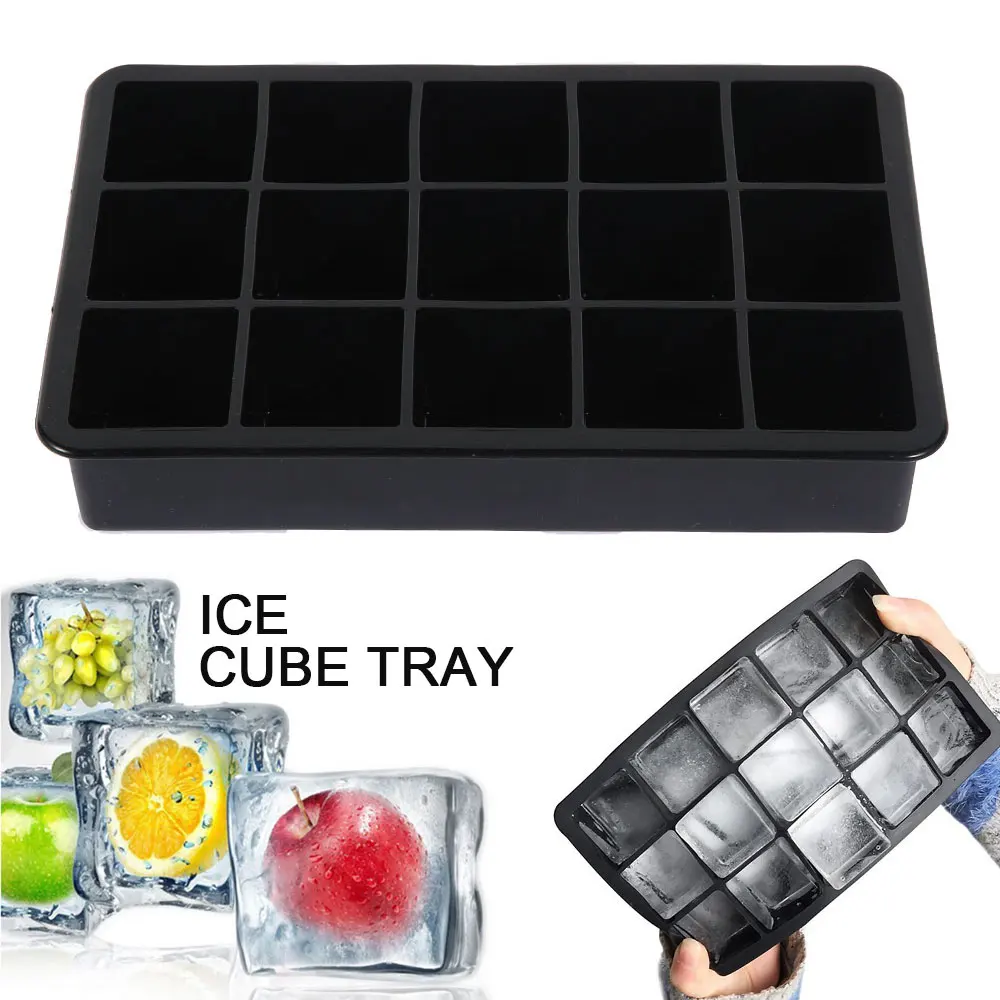 

Silicone Ice Cube Maker 15-Cavity DIY Ice Maker Ice Cube Trays Molds For Ice Candy Cake Pudding Chocolate Whiskey Molds Tool