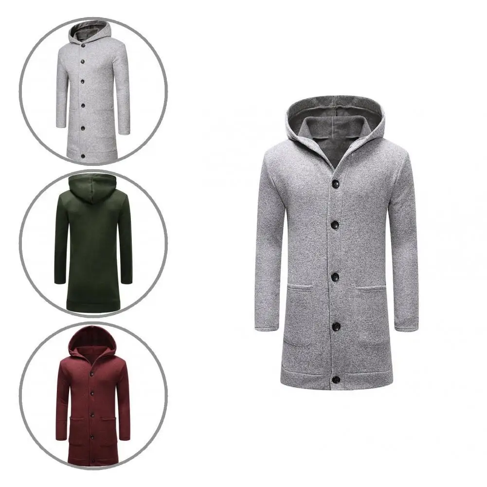

Breathable Fashion Solid Color Hooded Male Jacket All-Match Jacket Coat Single Breasted Streetwear