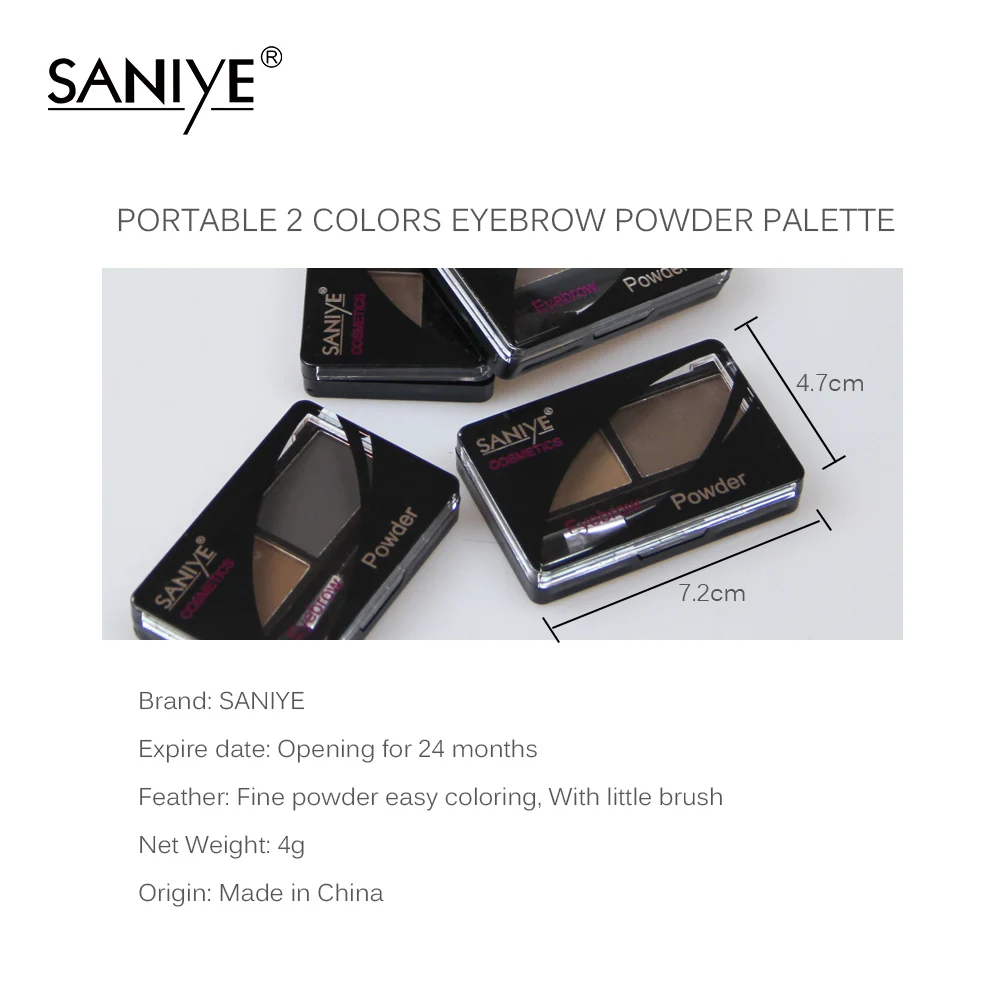 

SANIYE 2 Colors Eyebrow Powder Makeup Palette Waterproof Shade For Eyebrow Enhancer Cosmetic Brush Mirror Box Make Up Tools Set