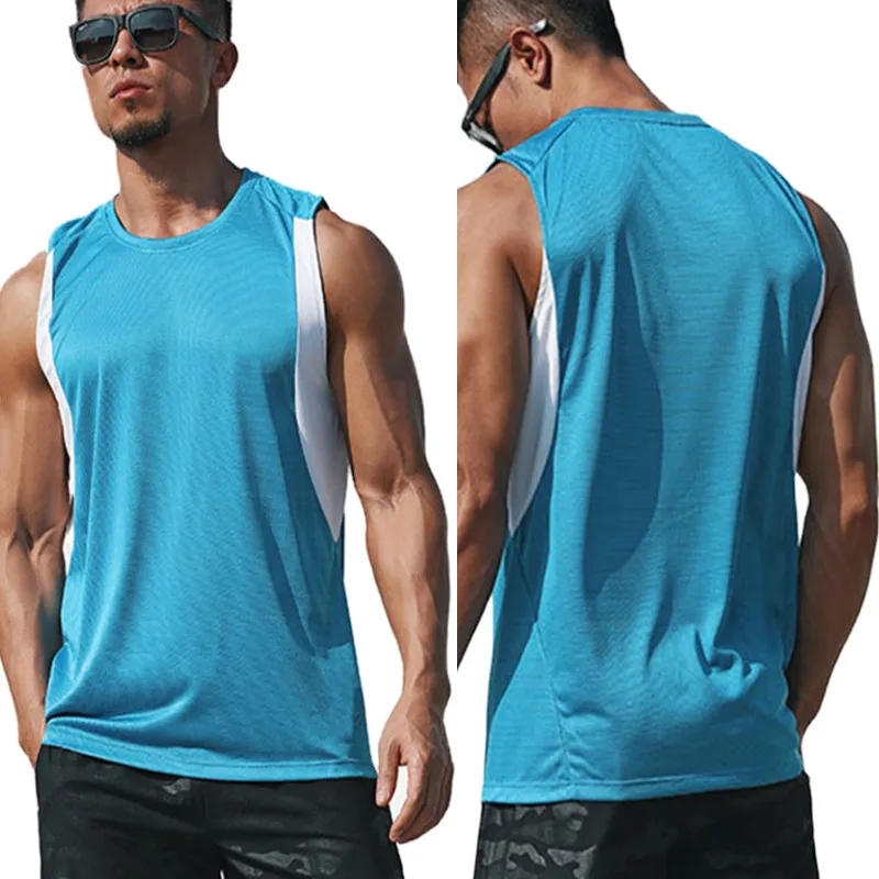 

2021 Summer Men's Vest Running Sports Loose Mens Tank Top Gym Clothing Men Vests Sleeveless Quick-drying Casual Fashion Vest