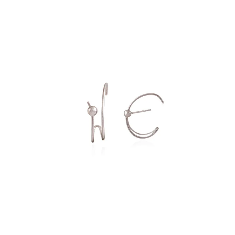 

Fashion Jewelry Round Bead Metal Earrings Simple Personality High Quality Silvery Plating Earrings For Girl Gifts