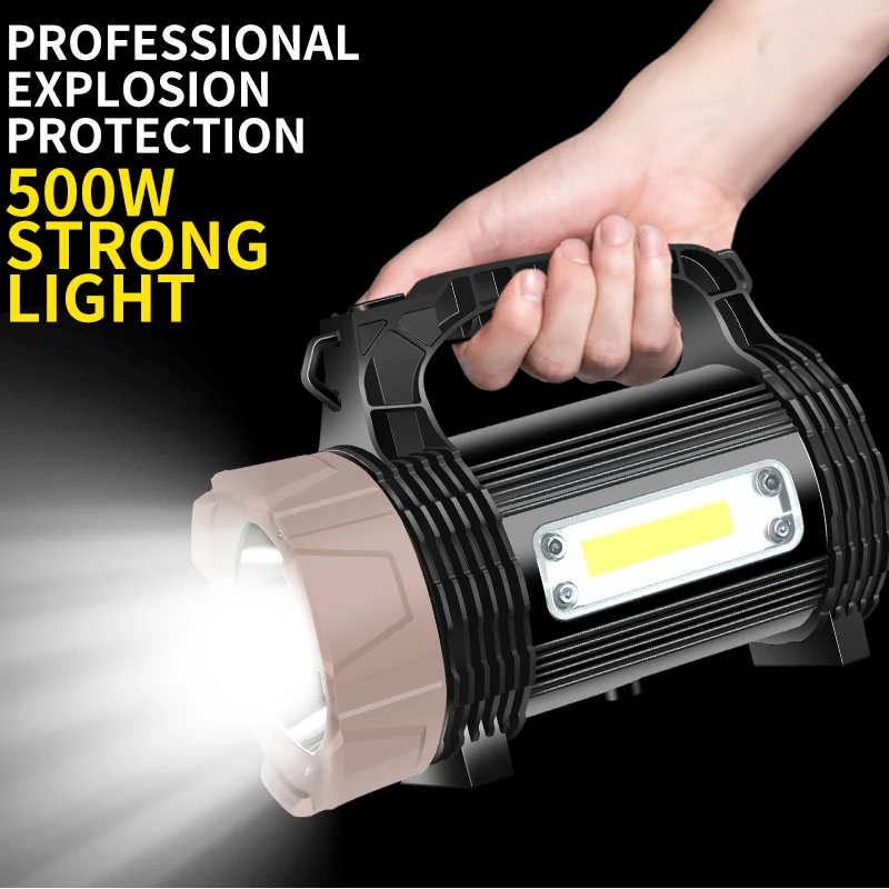 Portable XHP90 COB LED Flashlight Type-C USB Rechargeable Waterproof Explosion-Proof Outdoor Camping Lantern Searchlig Spotlight