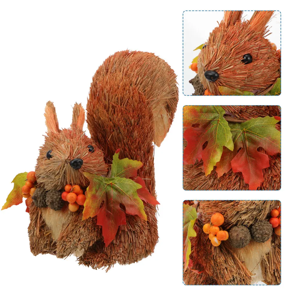 

Wooden Squirrel Home Decor Xmas Miniature Animals Figurines Desktop Decor