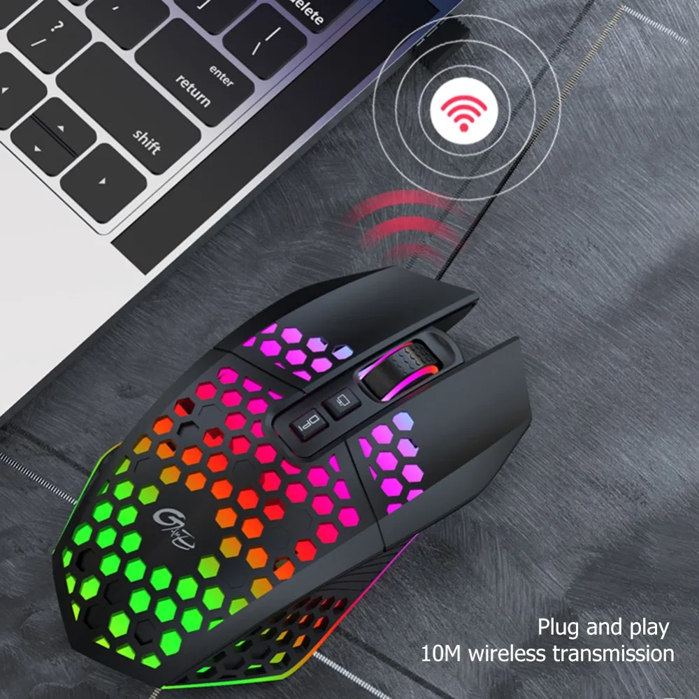 

2.4G Wireless Gaming Mouse RGB LED Backlit 8 Keys Laptop Mouse 800/1200/1600 DPI Adjustable Ergonomic Computer Mice for notebook
