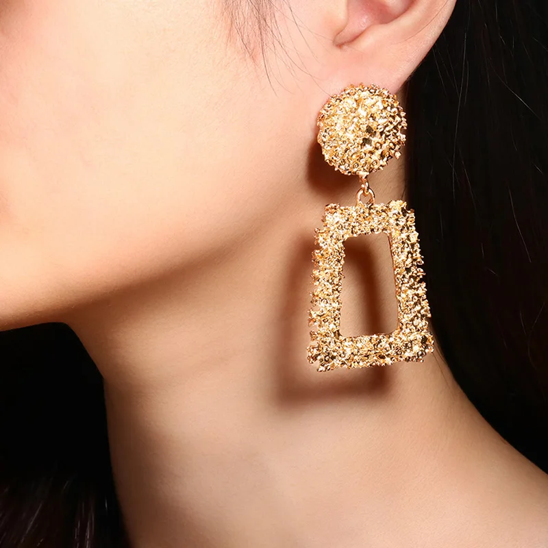 

Fashion Statement Big Geometric Drop Earrings For Women Female Hanging Metal Dangle Earing 2020 Modern Jewelry Wholesale