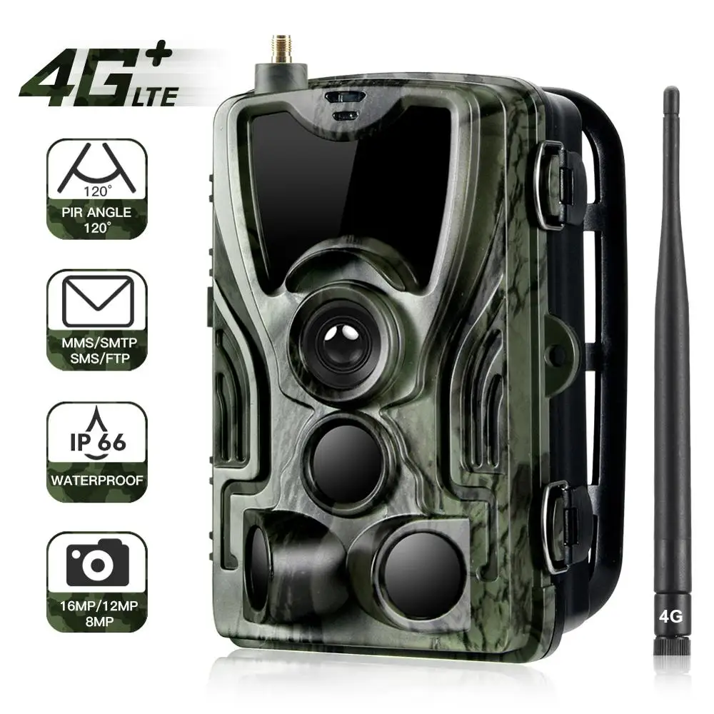 

Suntekcam HC-801LTE 4G Jacht Camera 16MP 64 GB Trail Camera IP65 Foto Vallen 0.3 s Wilde Camera Met 5000 mah Lithium Batterij