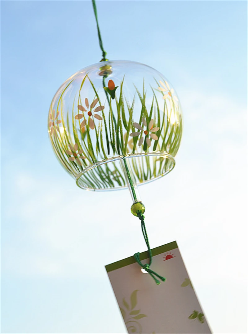 

SKTN 1PC Glass Wind Chimes Japanese Style Wind Chime Simple and Beautiful Label Pendnat Chimes Wind Bells For Home Decoration