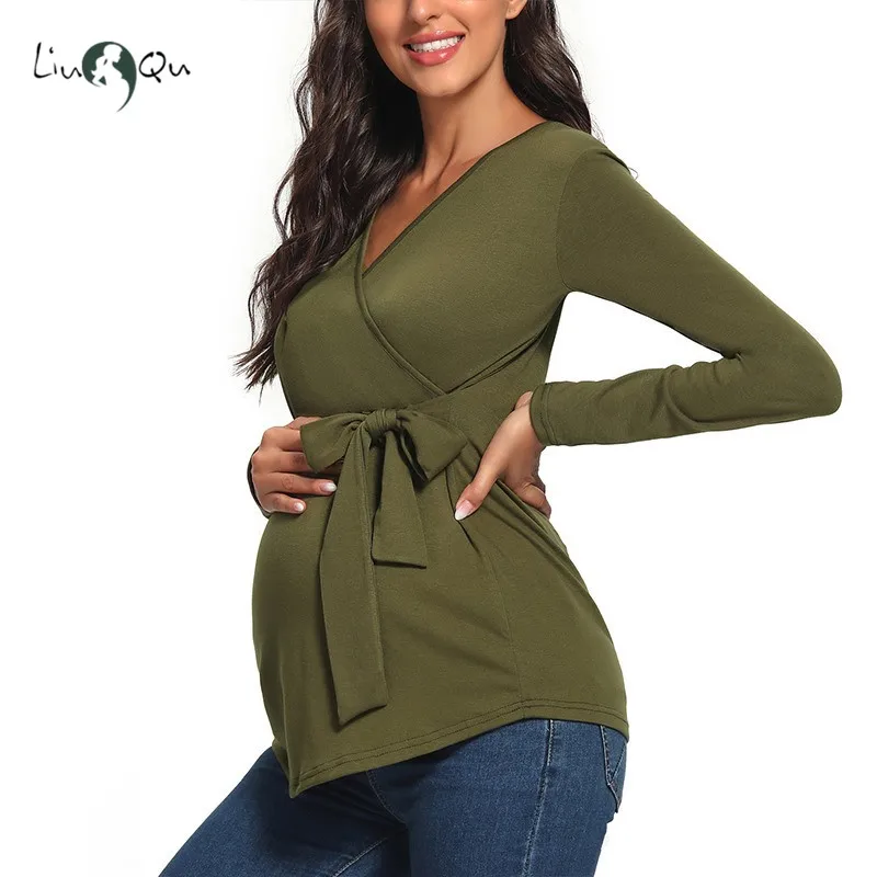 Женские топы для беременных с длинным рукавом туника грудного вскармливания