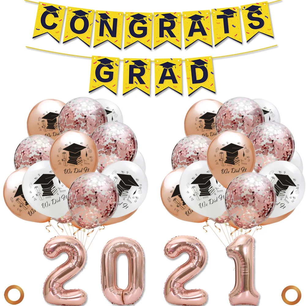 

2021 Graduation Party Set Banner Graduate Graduation season Balloon combination, graduation decoration supplies Wholesale