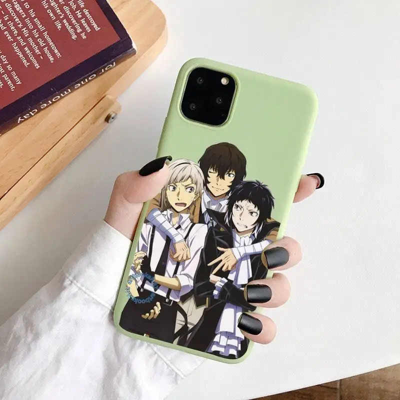 

Japan Anime Bungou Stray Dogs Dazai Osamu Phone Case Green Candy Color for iPhone 6 7 8 11 12 s mini pro X XS XR MAX Plus
