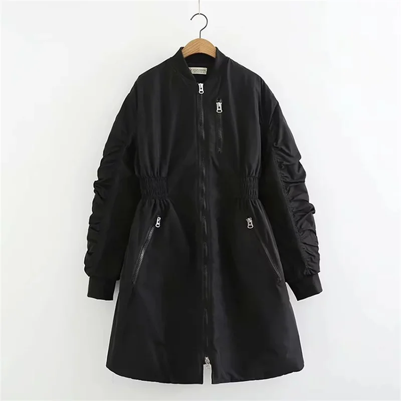 

2022 Fashion Long Parkas Coats Women's Clothing Autumn Winter Jackets Casual Wam Long Cotton Padded Coat Black Overcoats D956