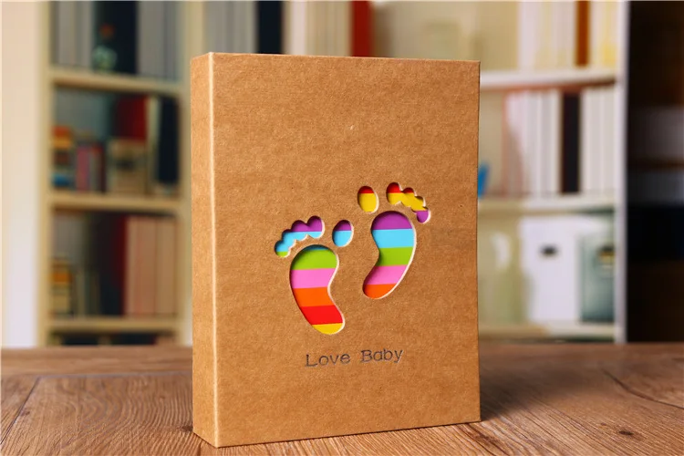 Footprint 100 карманов 6 дюймов фотоальбом рамка для хранения фотографий для детей подарок для детей Скрапбукинг Фото чехол фотоальбом - Цвет: Footprint